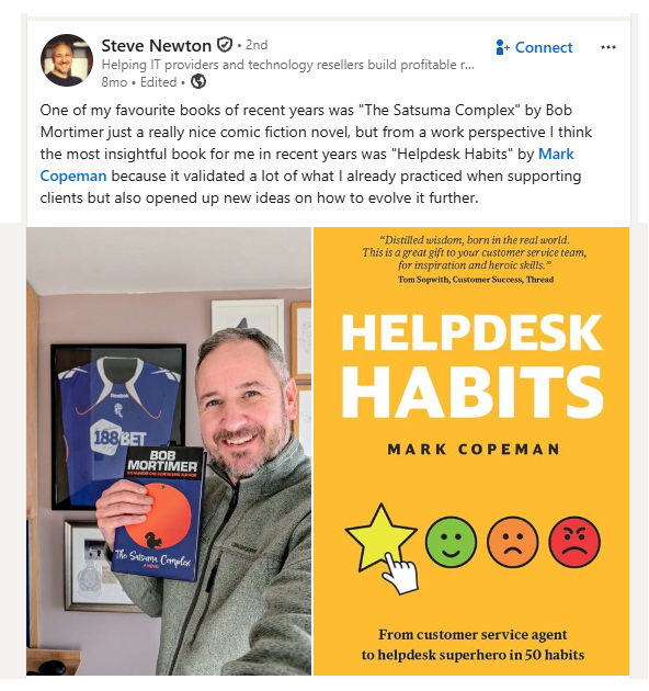 A LinkedIn post about Helpdesk Habits